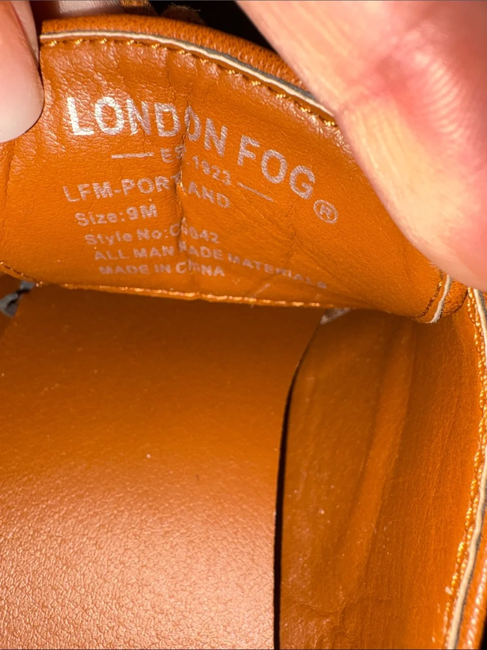 London Fog Cognac Leather Derby Shoes